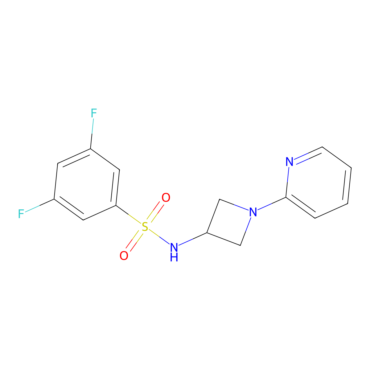 3,5-difluoro-N-[1-(pyridin-2-yl)azetidin-3-yl]benzene-1-sulfonamide molecular structure, CAS 2415510-08-4