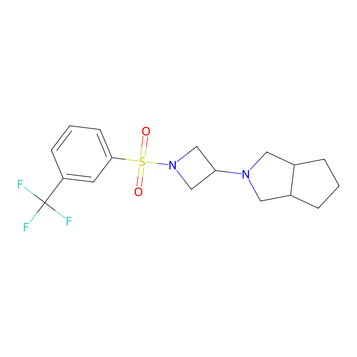 3-{Octahydrocyclopenta[c]pyrrol-2-yl}-1-[3-(trifluoromethyl)benzenesulfonyl]azetidine molecular structure, CAS 2415510-09-5