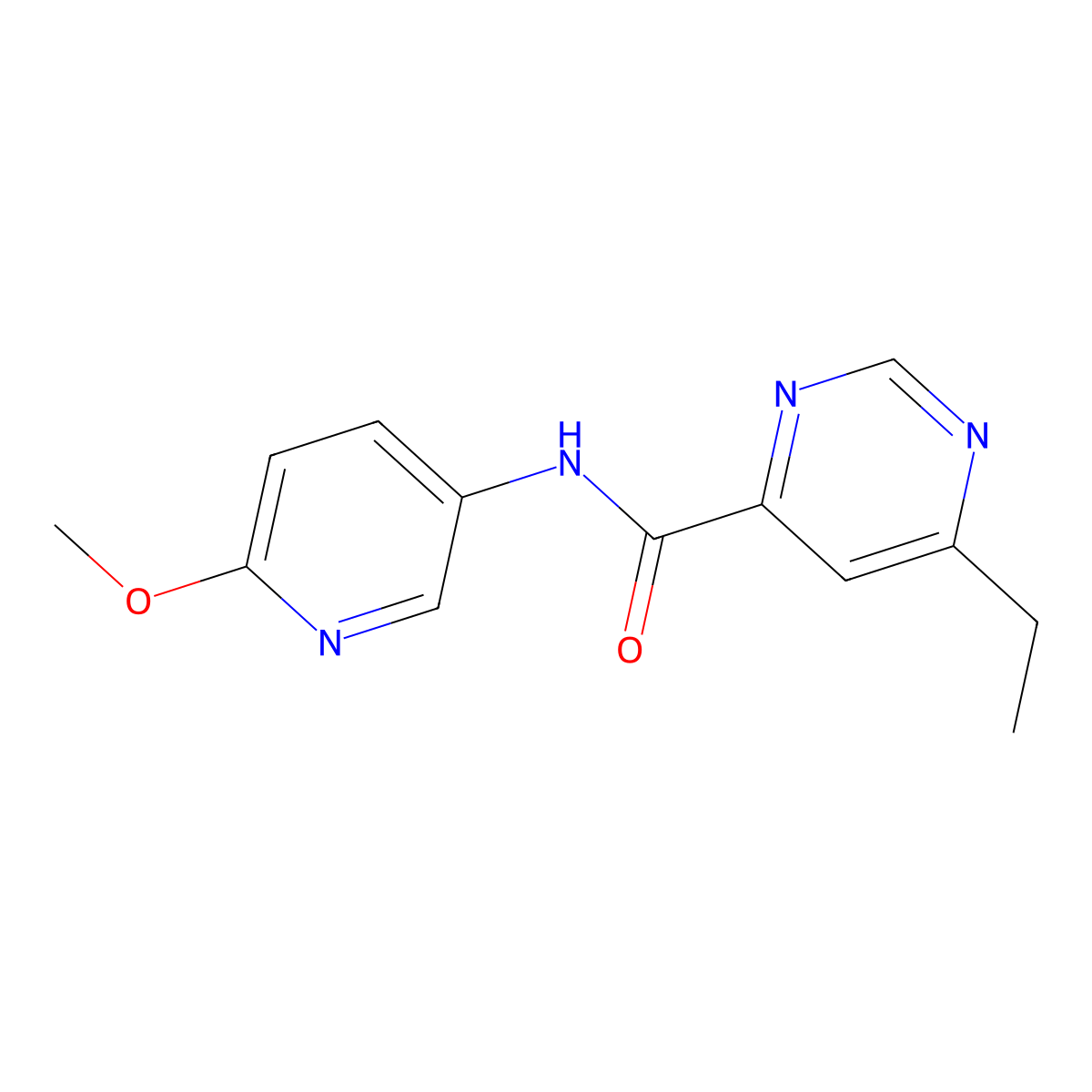 6-Ethyl-N-(6-methoxypyridin-3-yl)pyrimidine-4-carboxamide molecular structure, CAS 2415510-14-2