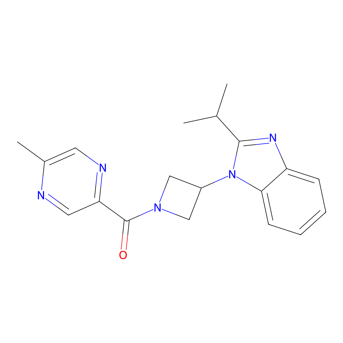 1-[1-(5-methylpyrazine-2-carbonyl)azetidin-3-yl]-2-(propan-2-yl)-1H-1,3-benzodiazole molecular structure, CAS 2415510-20-0