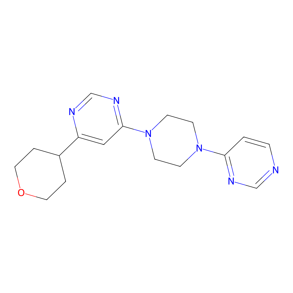 4-(Oxan-4-yl)-6-[4-(pyrimidin-4-yl)piperazin-1-yl]pyrimidine molecular structure, CAS 2415510-31-3