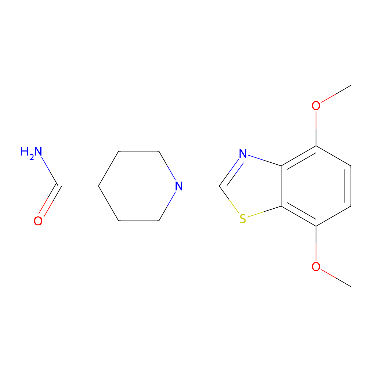 1-(4,7-Dimethoxy-1,3-benzothiazol-2-yl)piperidine-4-carboxamide molecular structure, CAS 2415510-35-7