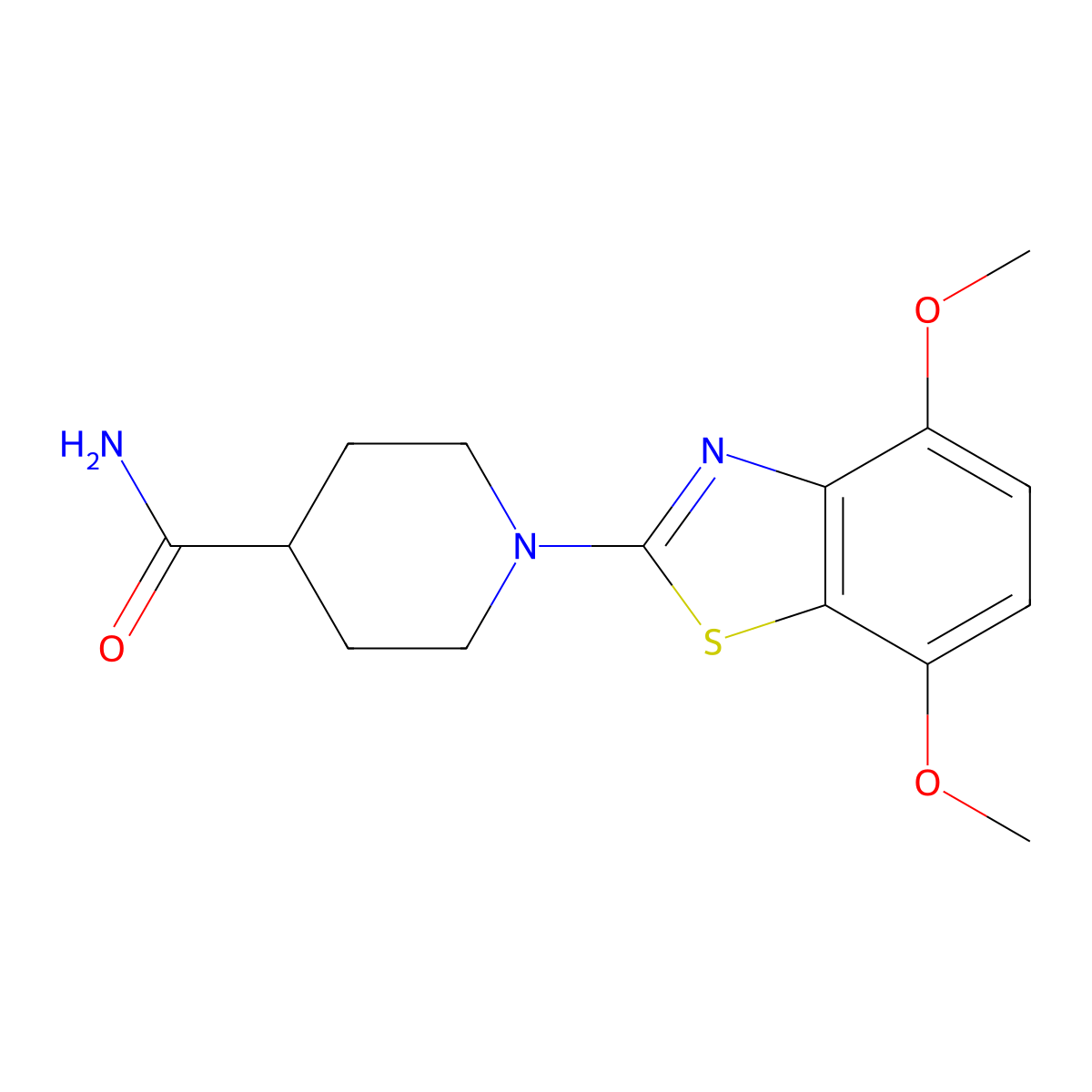 1-(4,7-Dimethoxy-1,3-benzothiazol-2-yl)piperidine-4-carboxamide molecular structure, CAS 2415510-35-7