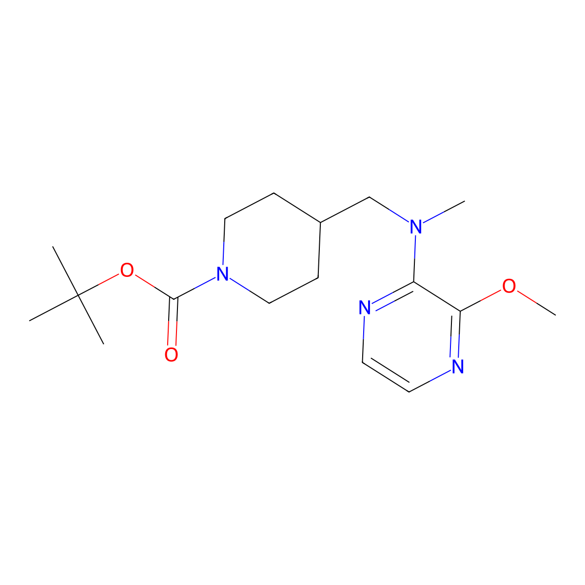 Tert-butyl 4-{[(3-methoxypyrazin-2-yl)(methyl)amino]methyl}piperidine-1-carboxylate molecular structure, CAS 2415510-36-8