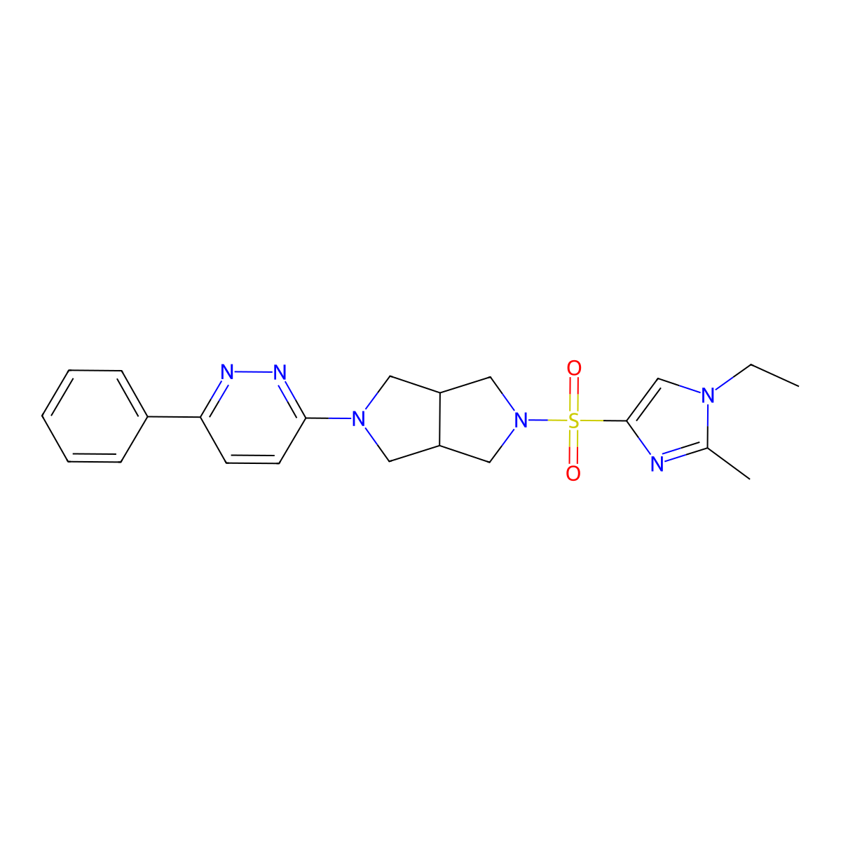 3-{5-[(1-ethyl-2-methyl-1H-imidazol-4-yl)sulfonyl]-octahydropyrrolo[3,4-c]pyrrol-2-yl}-6-phenylpyridazine molecular structure, CAS 2415510-39-1