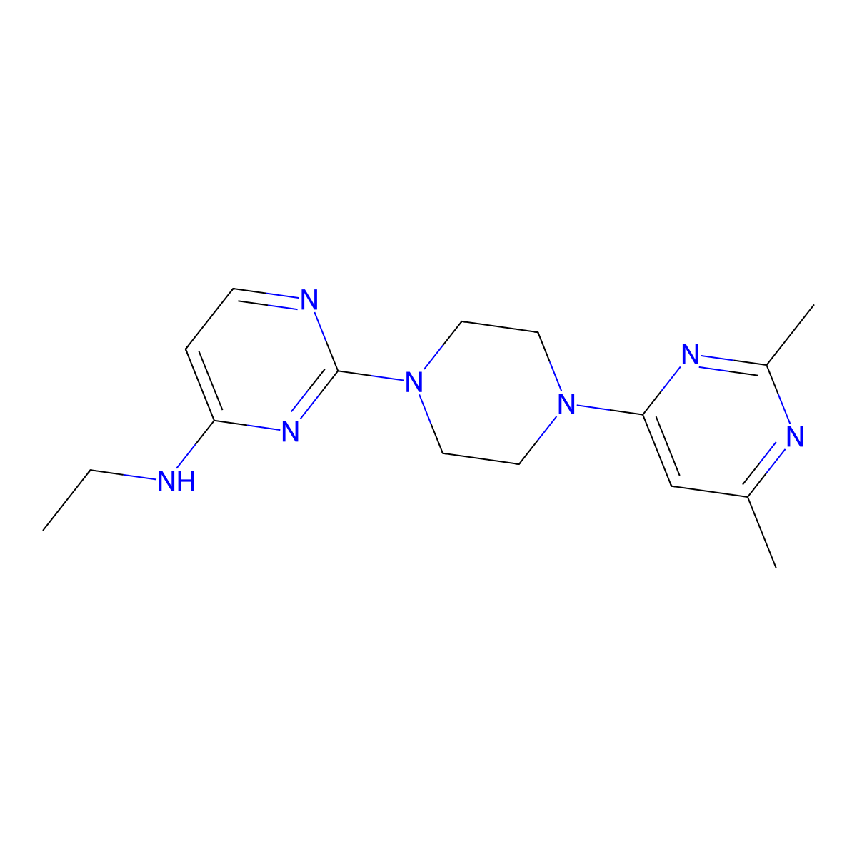 2-[4-(2,6-Dimethylpyrimidin-4-yl)piperazin-1-yl]-N-ethylpyrimidin-4-amine molecular structure, CAS 2415510-46-0