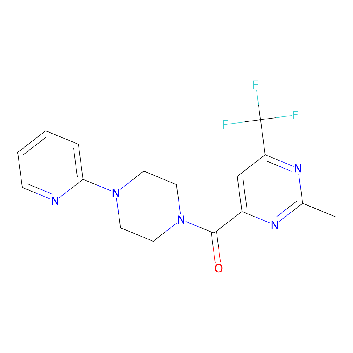 2-Methyl-4-[4-(pyridin-2-yl)piperazine-1-carbonyl]-6-(trifluoromethyl)pyrimidine molecular structure, CAS 2415510-49-3