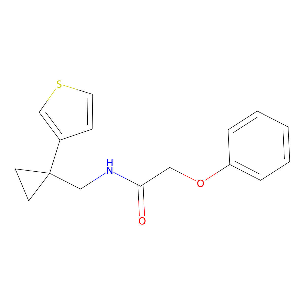 2-phenoxy-N-{[1-(thiophen-3-yl)cyclopropyl]methyl}acetamide molecular structure, CAS 2415510-54-0