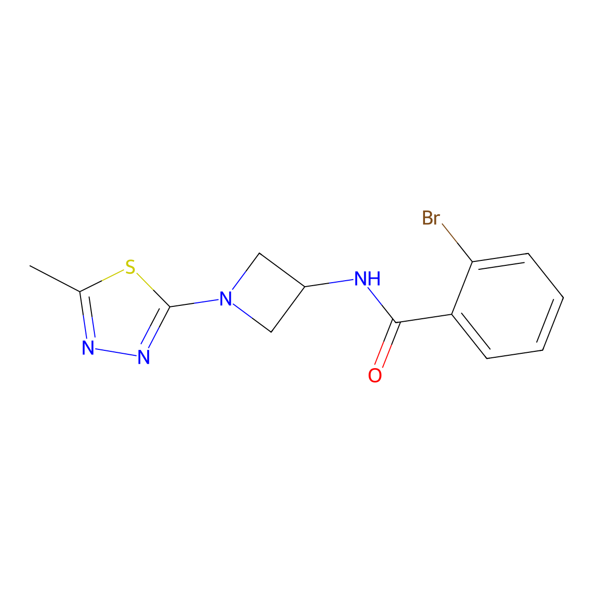 2-Bromo-N-[1-(5-methyl-1,3,4-thiadiazol-2-yl)azetidin-3-yl]benzamide molecular structure, CAS 2415510-55-1