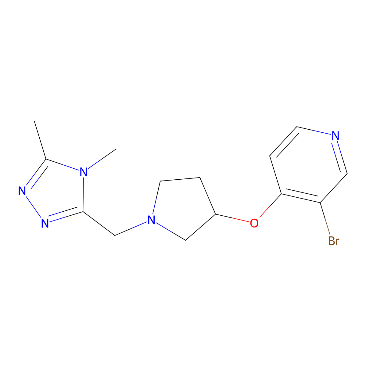 3-bromo-4-({1-[(4,5-dimethyl-4H-1,2,4-triazol-3-yl)methyl]pyrrolidin-3-yl}oxy)pyridine molecular structure, CAS 2415510-56-2