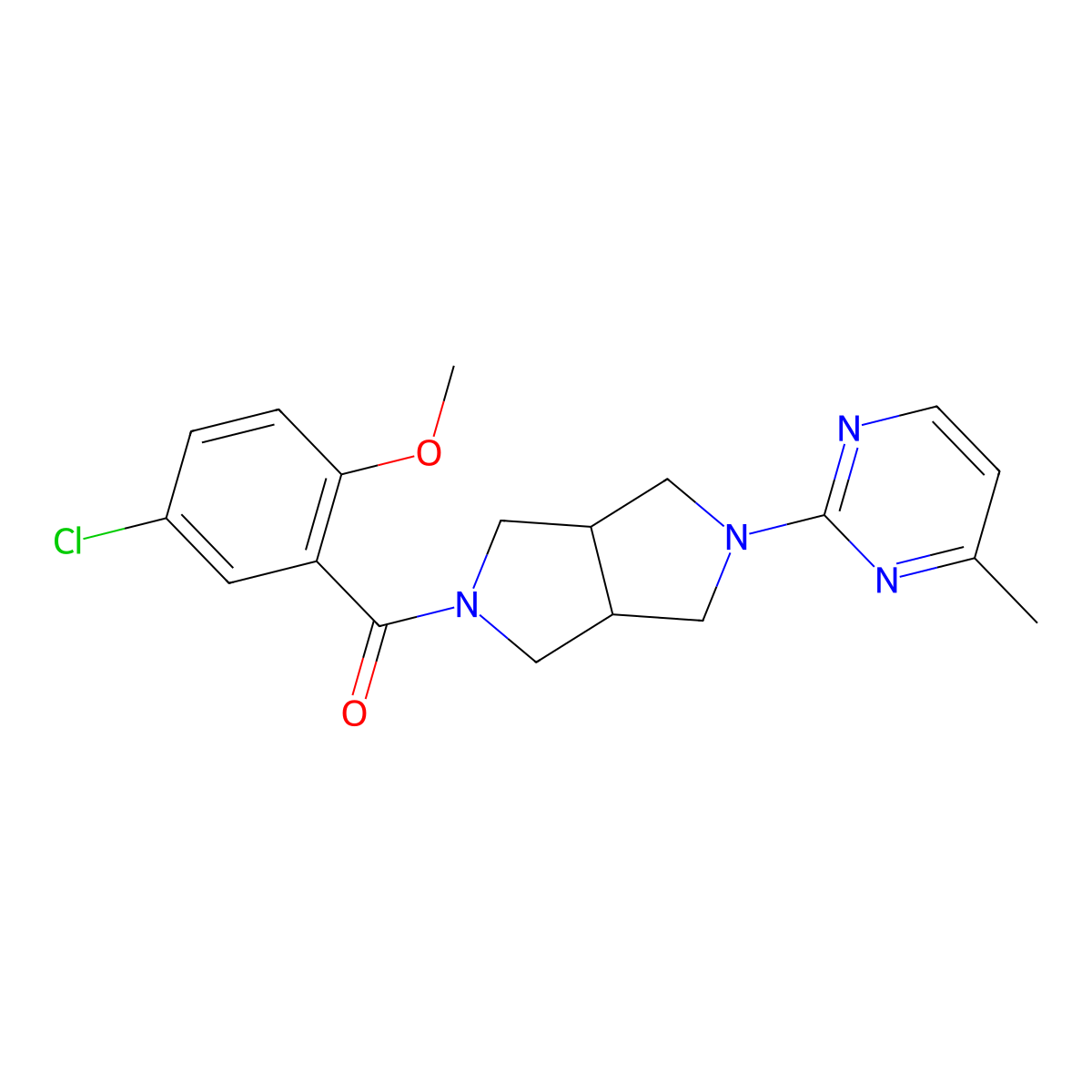 2-[5-(5-Chloro-2-methoxybenzoyl)-octahydropyrrolo[3,4-c]pyrrol-2-yl]-4-methylpyrimidine molecular structure, CAS 2415510-59-5