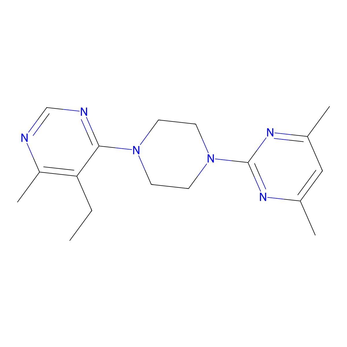 4-[4-(4,6-Dimethylpyrimidin-2-yl)piperazin-1-yl]-5-ethyl-6-methylpyrimidine molecular structure, CAS 2415510-62-0