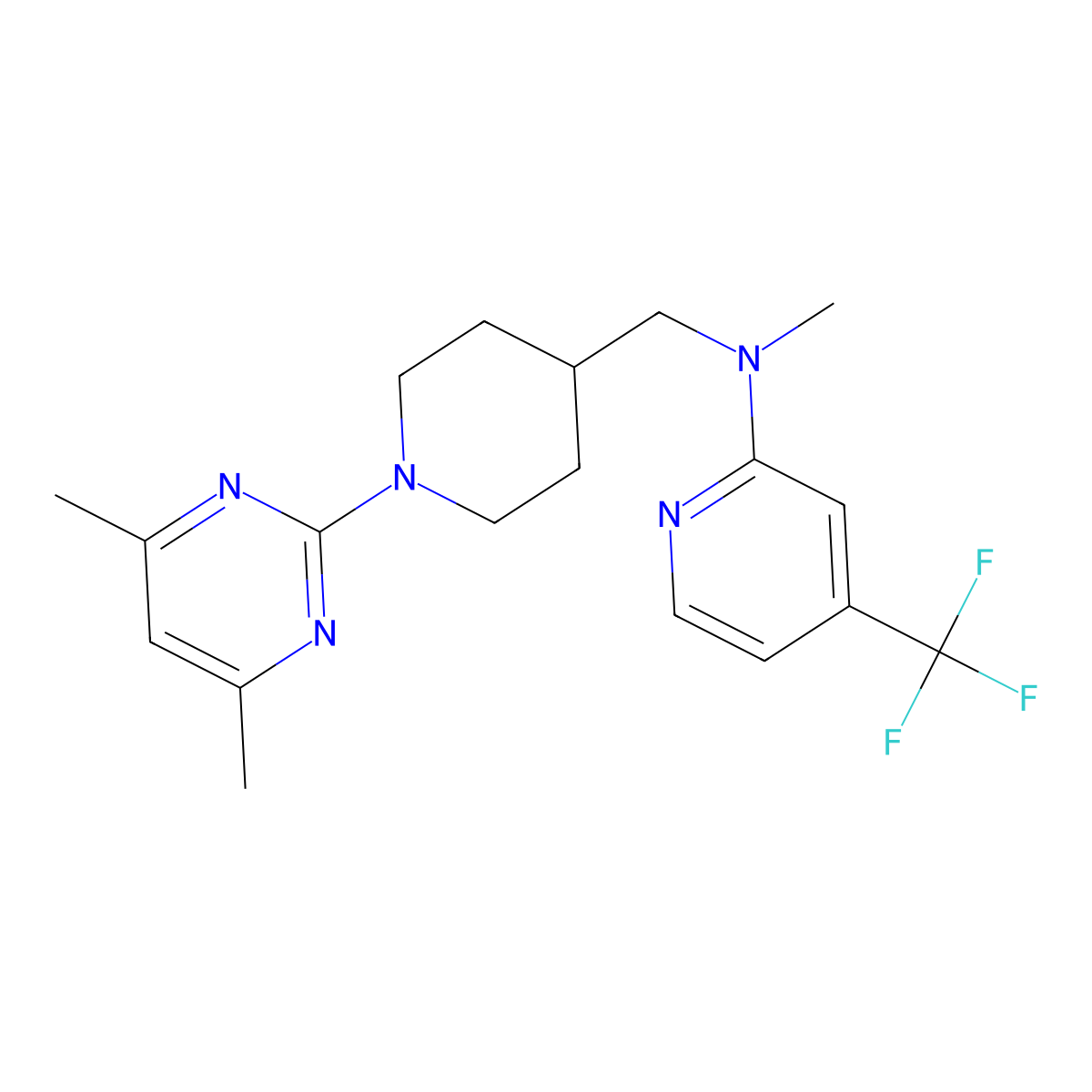 N-{[1-(4,6-dimethylpyrimidin-2-yl)piperidin-4-yl]methyl}-N-methyl-4-(trifluoromethyl)pyridin-2-amine molecular structure, CAS 2415510-63-1