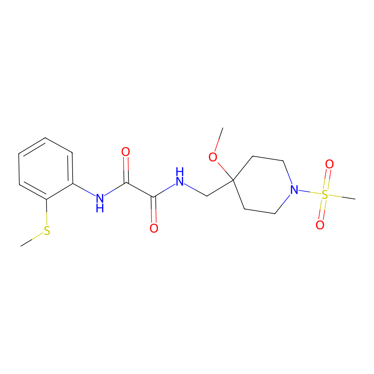 N-[(1-methanesulfonyl-4-methoxypiperidin-4-yl)methyl]-N'-[2-(methylsulfanyl)phenyl]ethanediamide molecular structure, CAS 2415510-65-3