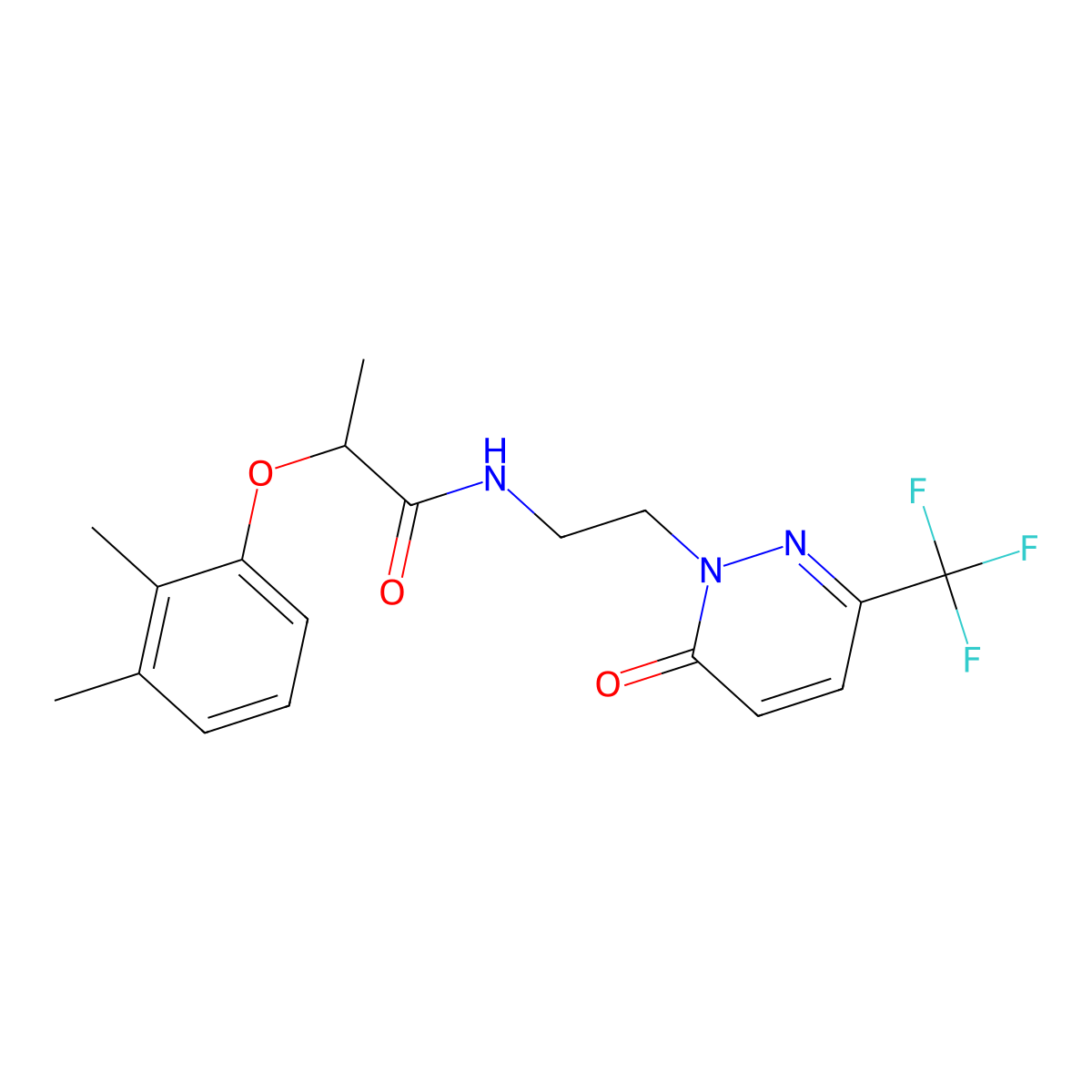 2-(2,3-dimethylphenoxy)-N-{2-[6-oxo-3-(trifluoromethyl)-1,6-dihydropyridazin-1-yl]ethyl}propanamide molecular structure, CAS 2415510-66-4