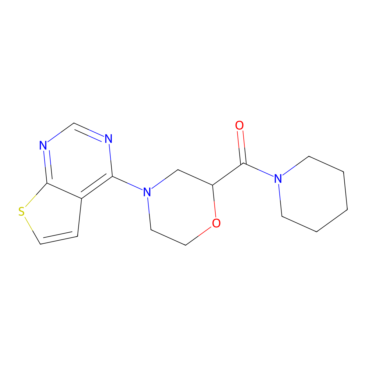 2-(Piperidine-1-carbonyl)-4-{thieno[2,3-d]pyrimidin-4-yl}morpholine molecular structure, CAS 2415510-71-1