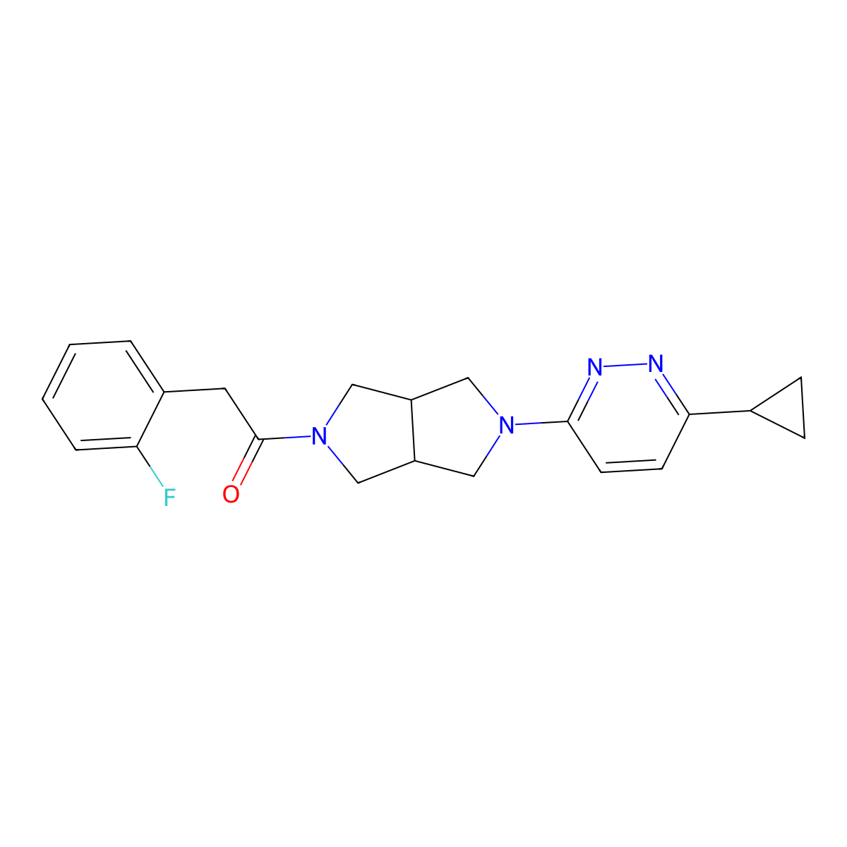 1-[5-(6-Cyclopropylpyridazin-3-yl)-octahydropyrrolo[3,4-c]pyrrol-2-yl]-2-(2-fluorophenyl)ethan-1-one molecular structure, CAS 2415510-72-2