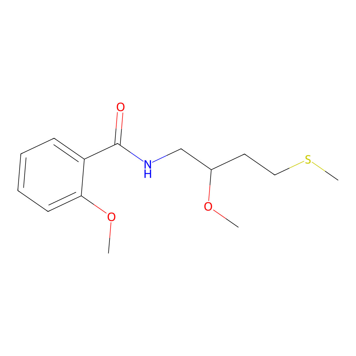 2-methoxy-N-[2-methoxy-4-(methylsulfanyl)butyl]benzamide molecular structure, CAS 2415510-75-5