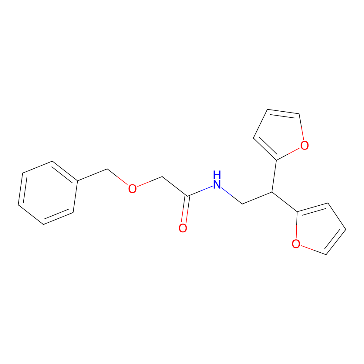 2-(benzyloxy)-N-[2,2-bis(furan-2-yl)ethyl]acetamide molecular structure, CAS 2415510-80-2