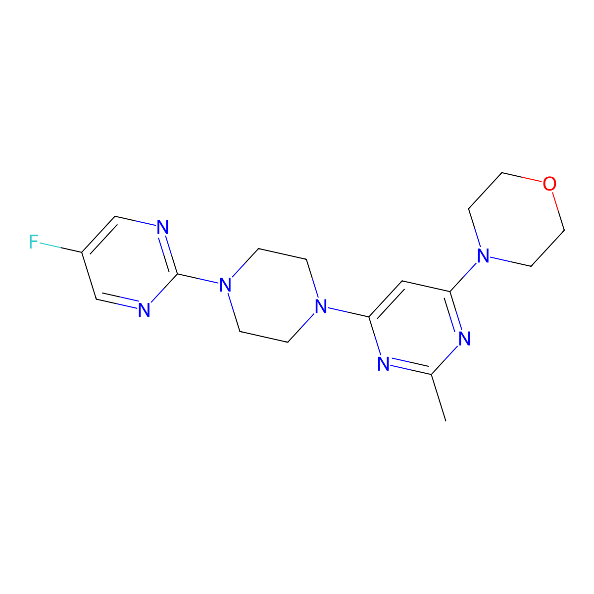4-{6-[4-(5-Fluoropyrimidin-2-yl)piperazin-1-yl]-2-methylpyrimidin-4-yl}morpholine molecular structure, CAS 2415510-84-6