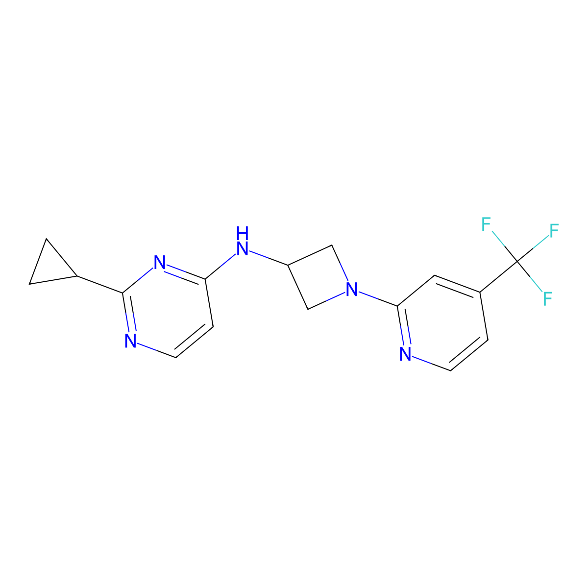 2-cyclopropyl-N-{1-[4-(trifluoromethyl)pyridin-2-yl]azetidin-3-yl}pyrimidin-4-amine molecular structure, CAS 2415510-87-9