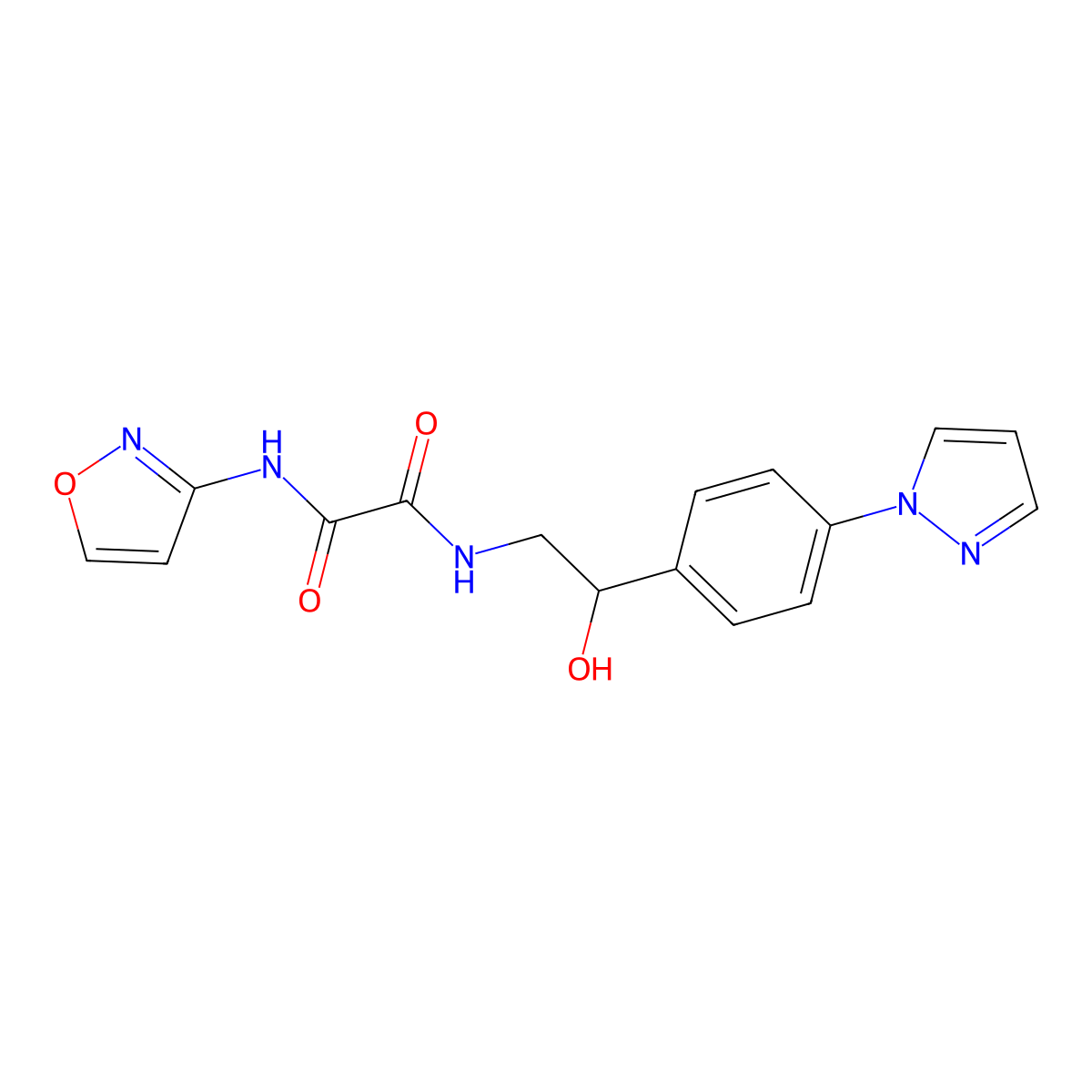 N'-{2-hydroxy-2-[4-(1H-pyrazol-1-yl)phenyl]ethyl}-N-(1,2-oxazol-3-yl)ethanediamide molecular structure, CAS 2415510-90-4