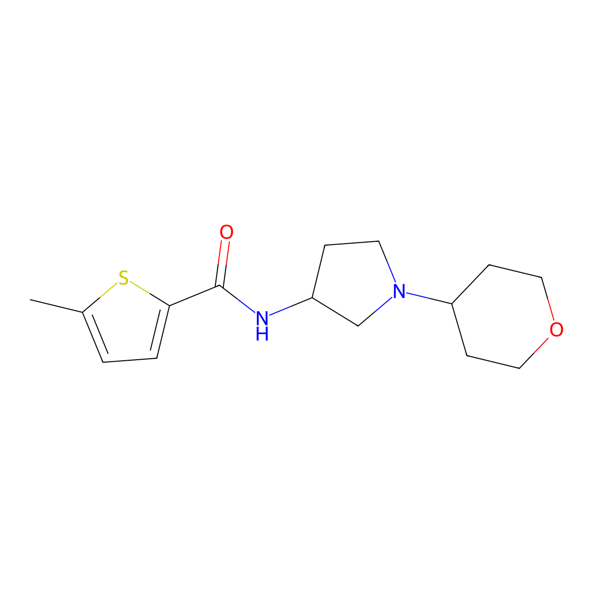 5-Methyl-N-[1-(oxan-4-yl)pyrrolidin-3-yl]thiophene-2-carboxamide molecular structure, CAS 2415510-94-8