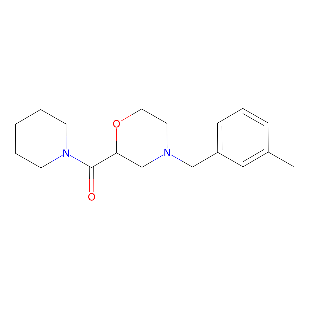 4-[(3-Methylphenyl)methyl]-2-(piperidine-1-carbonyl)morpholine molecular structure, CAS 2415511-00-9