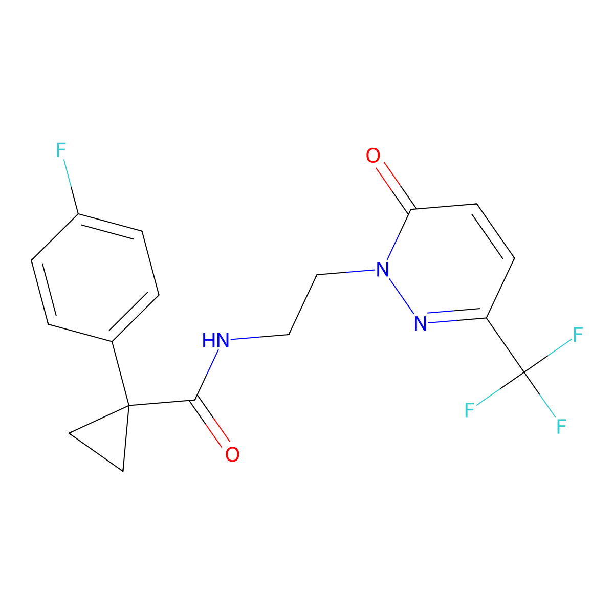 1-(4-fluorophenyl)-N-{2-[6-oxo-3-(trifluoromethyl)-1,6-dihydropyridazin-1-yl]ethyl}cyclopropane-1-carboxamide molecular structure, CAS 2415511-05-4