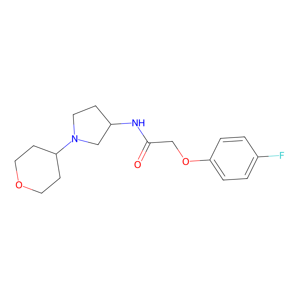 2-(4-Fluorophenoxy)-N-[1-(oxan-4-yl)pyrrolidin-3-yl]acetamide molecular structure, CAS 2415511-09-8