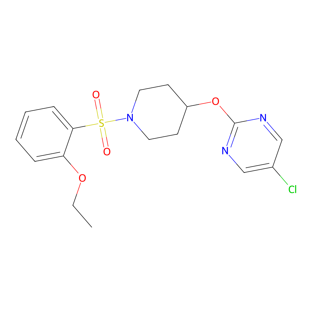 5-Chloro-2-{[1-(2-ethoxybenzenesulfonyl)piperidin-4-yl]oxy}pyrimidine molecular structure, CAS 2415511-13-4