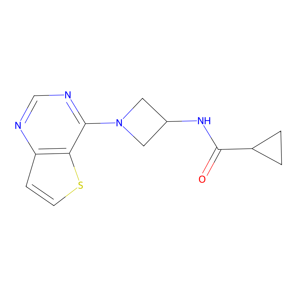 N-(1-{thieno[3,2-d]pyrimidin-4-yl}azetidin-3-yl)cyclopropanecarboxamide molecular structure, CAS 2415511-14-5
