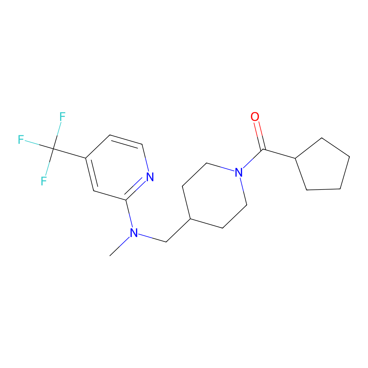 N-[(1-cyclopentanecarbonylpiperidin-4-yl)methyl]-N-methyl-4-(trifluoromethyl)pyridin-2-amine molecular structure, CAS 2415511-16-7