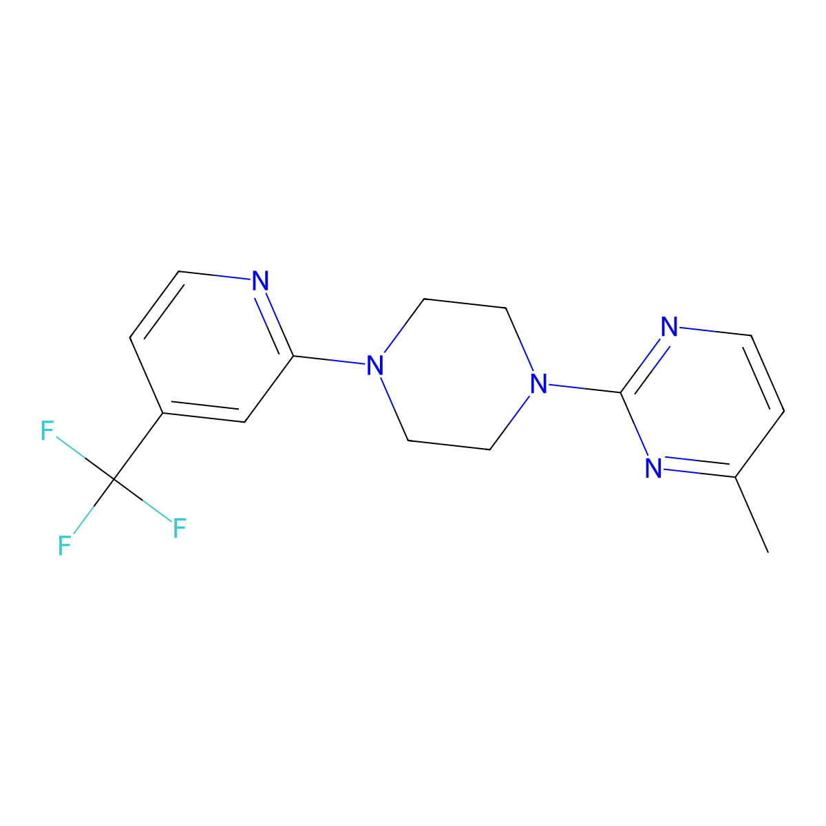 4-Methyl-2-{4-[4-(trifluoromethyl)pyridin-2-yl]piperazin-1-yl}pyrimidine molecular structure, CAS 2415511-19-0