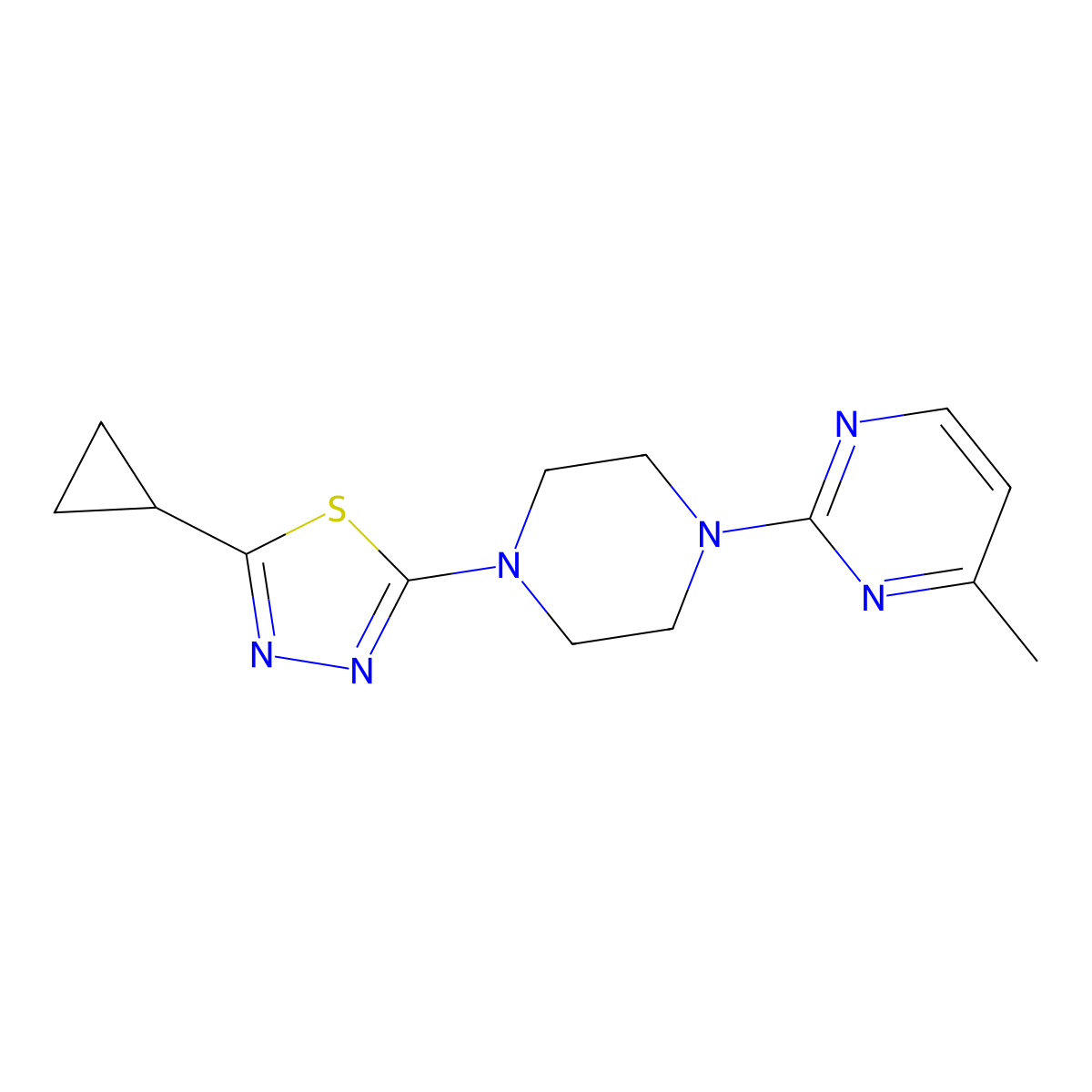 2-[4-(5-Cyclopropyl-1,3,4-thiadiazol-2-yl)piperazin-1-yl]-4-methylpyrimidine molecular structure, CAS 2415511-21-4