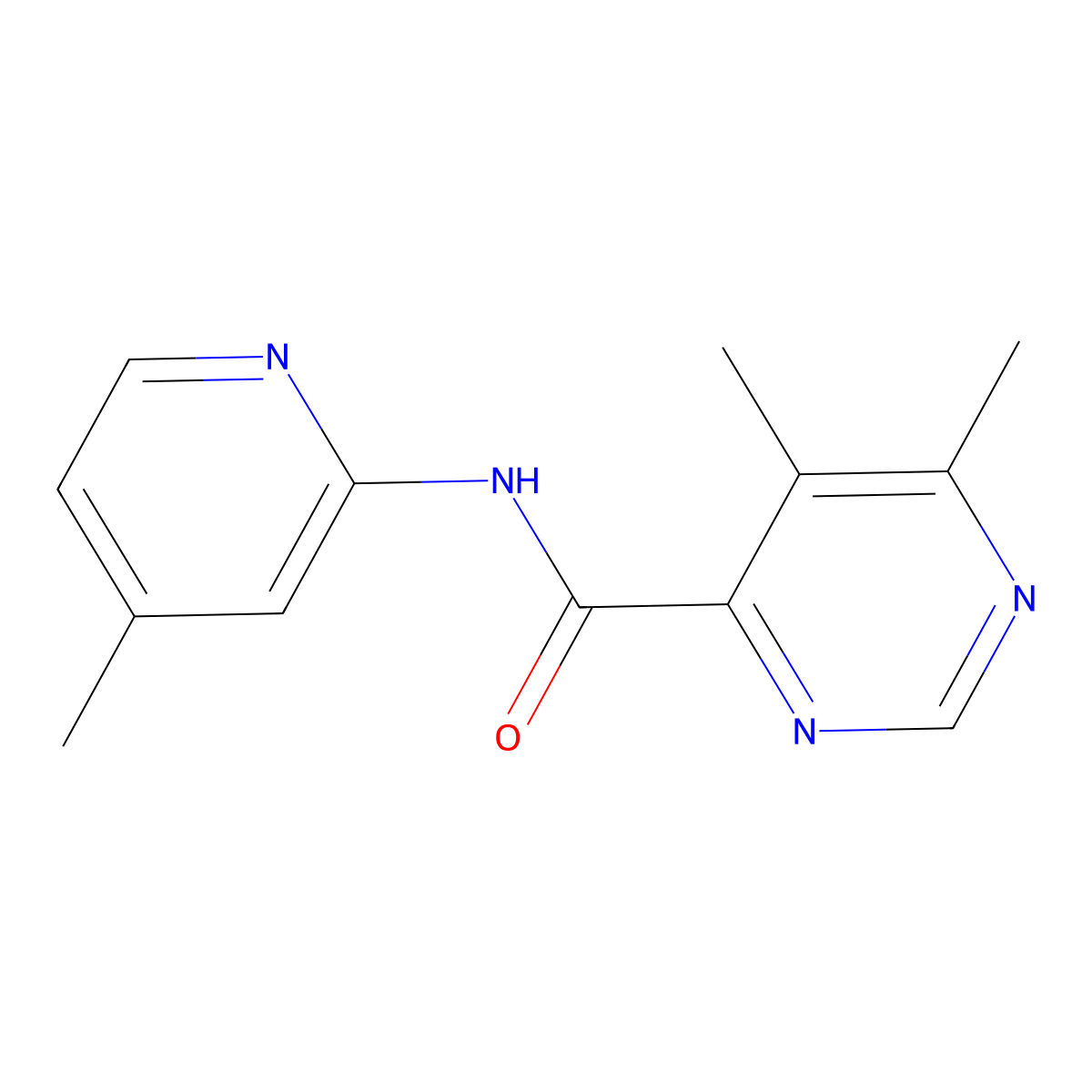 5,6-Dimethyl-N-(4-methylpyridin-2-yl)pyrimidine-4-carboxamide molecular structure, CAS 2415511-22-5