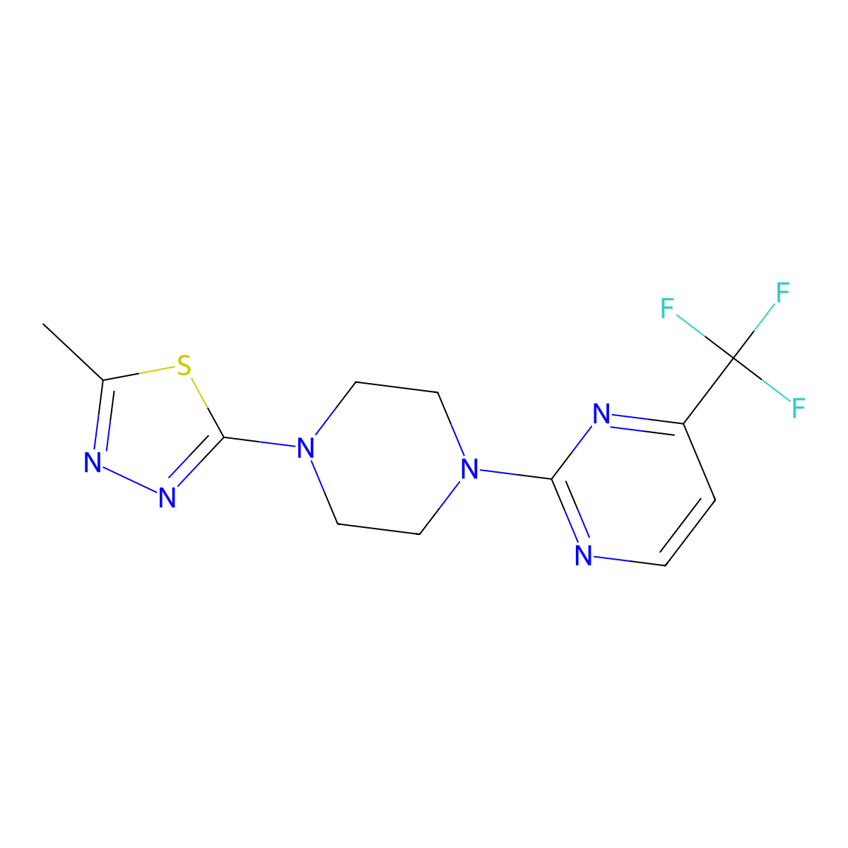 2-[4-(5-Methyl-1,3,4-thiadiazol-2-yl)piperazin-1-yl]-4-(trifluoromethyl)pyrimidine molecular structure, CAS 2415511-30-5