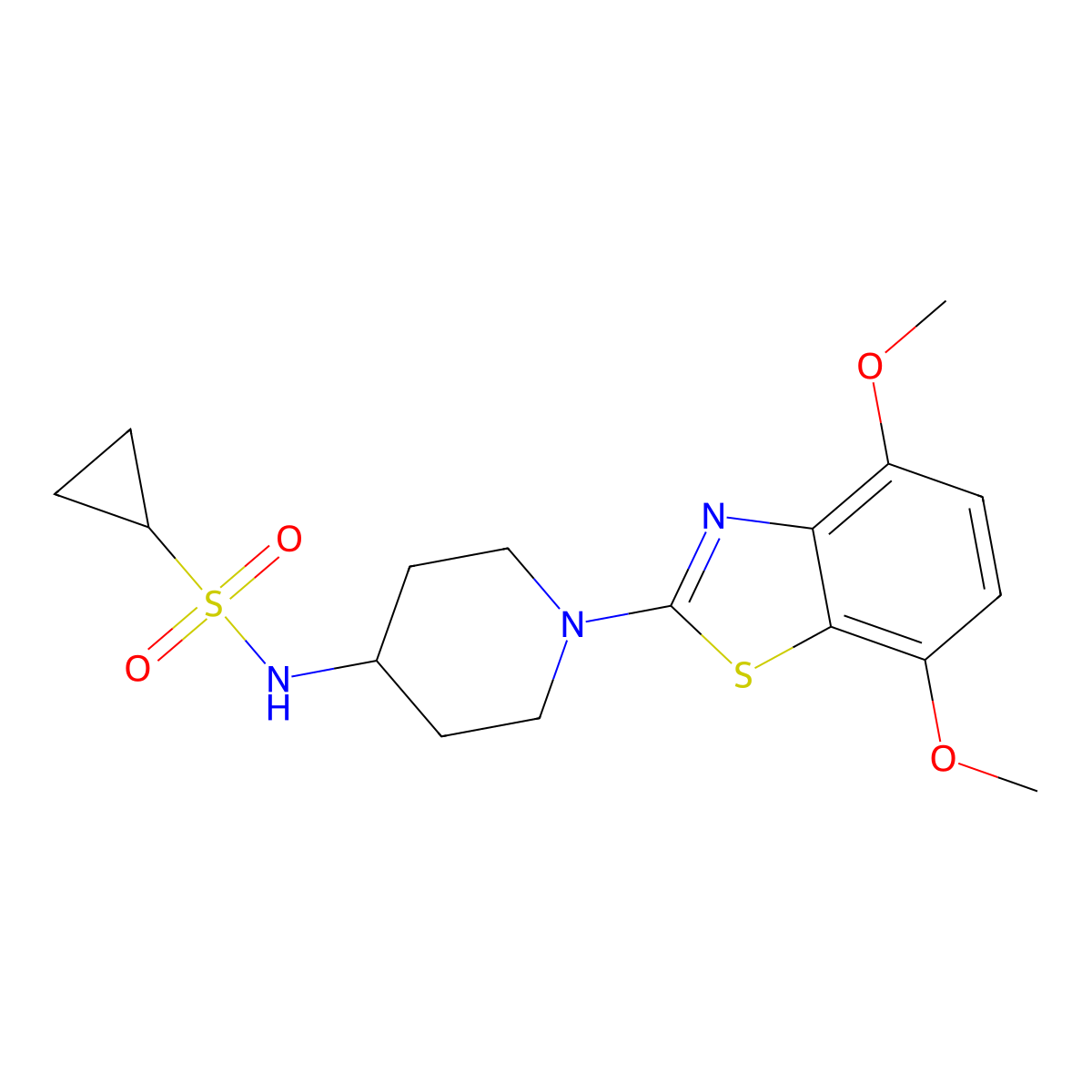 N-[1-(4,7-Dimethoxy-1,3-benzothiazol-2-yl)piperidin-4-yl]cyclopropanesulfonamide molecular structure, CAS 2415511-31-6