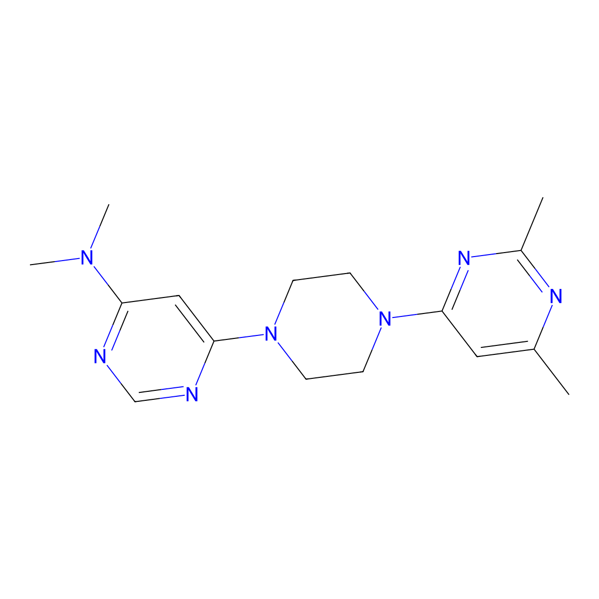 6-[4-(2,6-Dimethylpyrimidin-4-yl)piperazin-1-yl]-N,N-dimethylpyrimidin-4-amine molecular structure, CAS 2415511-33-8