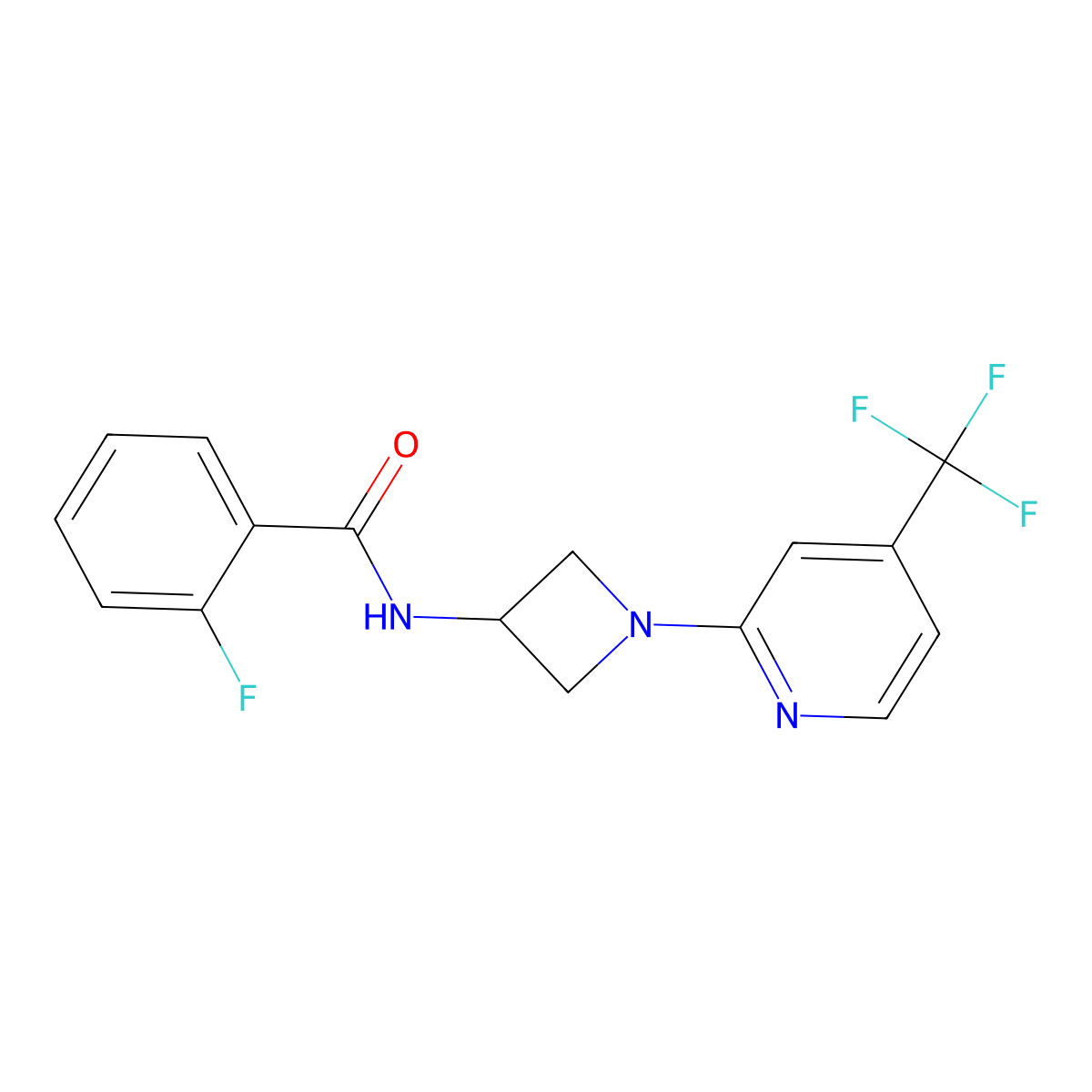 2-fluoro-N-{1-[4-(trifluoromethyl)pyridin-2-yl]azetidin-3-yl}benzamide molecular structure, CAS 2415511-39-4