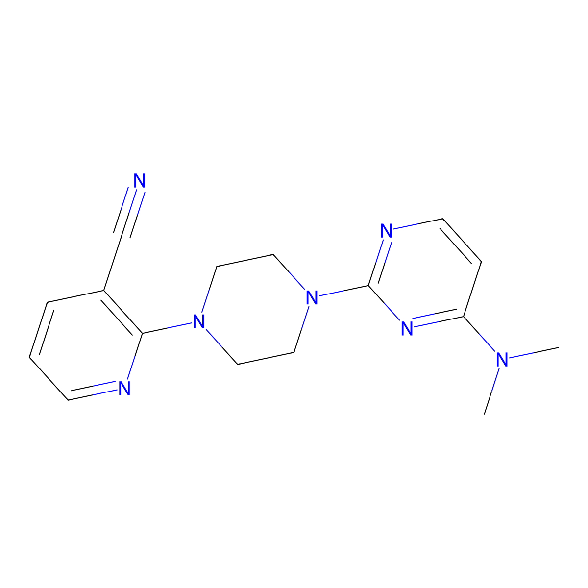 2-{4-[4-(Dimethylamino)pyrimidin-2-yl]piperazin-1-yl}pyridine-3-carbonitrile molecular structure, CAS 2415511-40-7