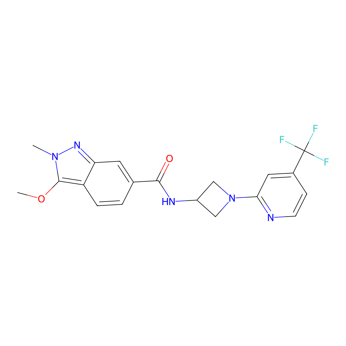 3-methoxy-2-methyl-N-{1-[4-(trifluoromethyl)pyridin-2-yl]azetidin-3-yl}-2H-indazole-6-carboxamide molecular structure, CAS 2415511-44-1