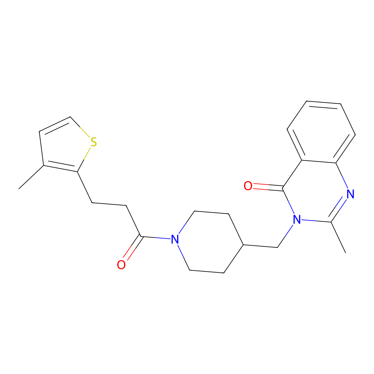 2-Methyl-3-({1-[3-(3-methylthiophen-2-yl)propanoyl]piperidin-4-yl}methyl)-3,4-dihydroquinazolin-4-one molecular structure, CAS 2415511-60-1