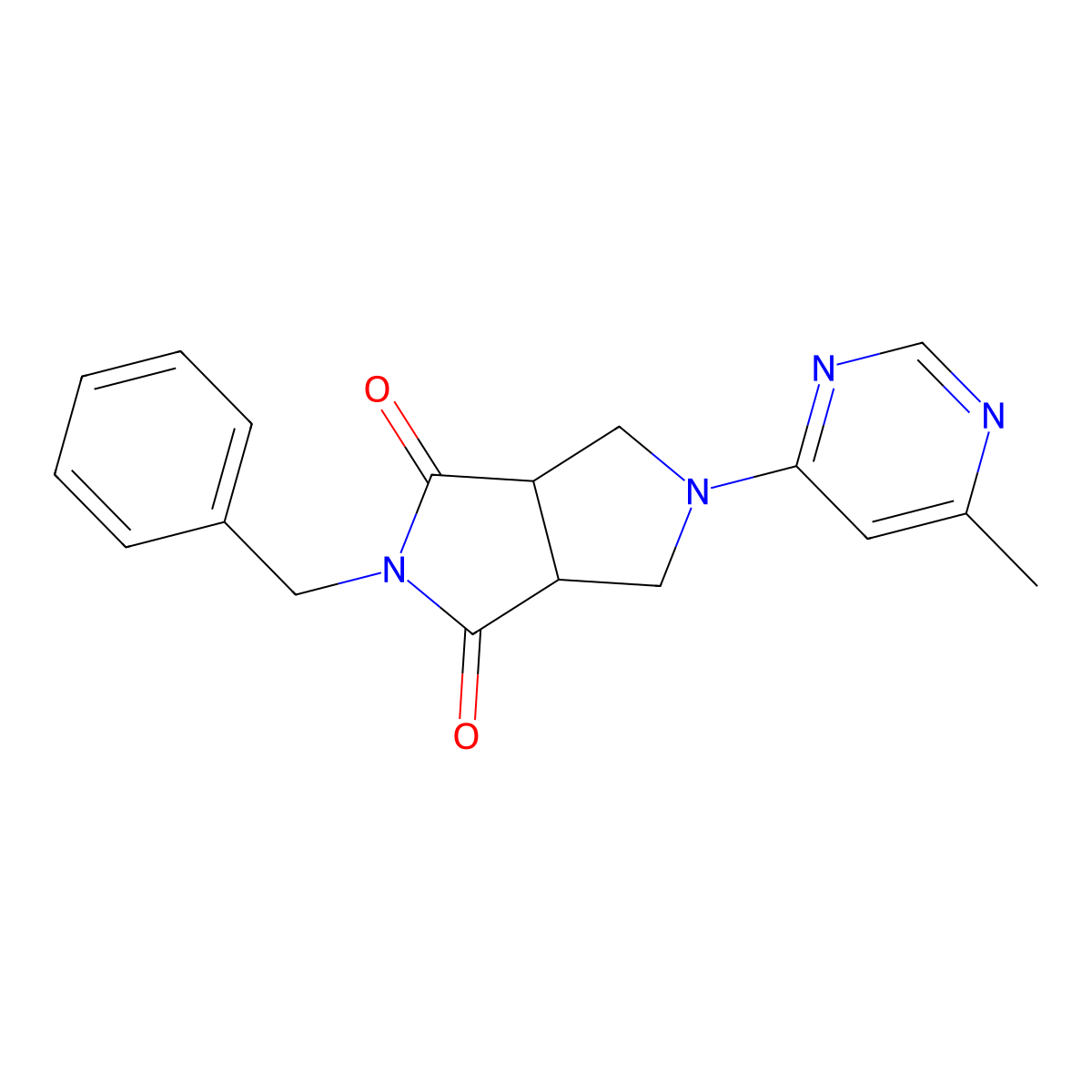 2-Benzyl-5-(6-methylpyrimidin-4-yl)-octahydropyrrolo[3,4-c]pyrrole-1,3-dione molecular structure, CAS 2415511-65-6
