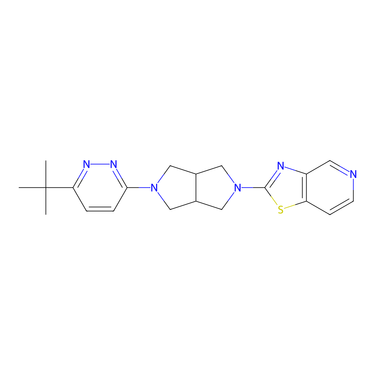 3-Tert-butyl-6-(5-{[1,3]thiazolo[4,5-c]pyridin-2-yl}-octahydropyrrolo[3,4-c]pyrrol-2-yl)pyridazine molecular structure, CAS 2415511-66-7