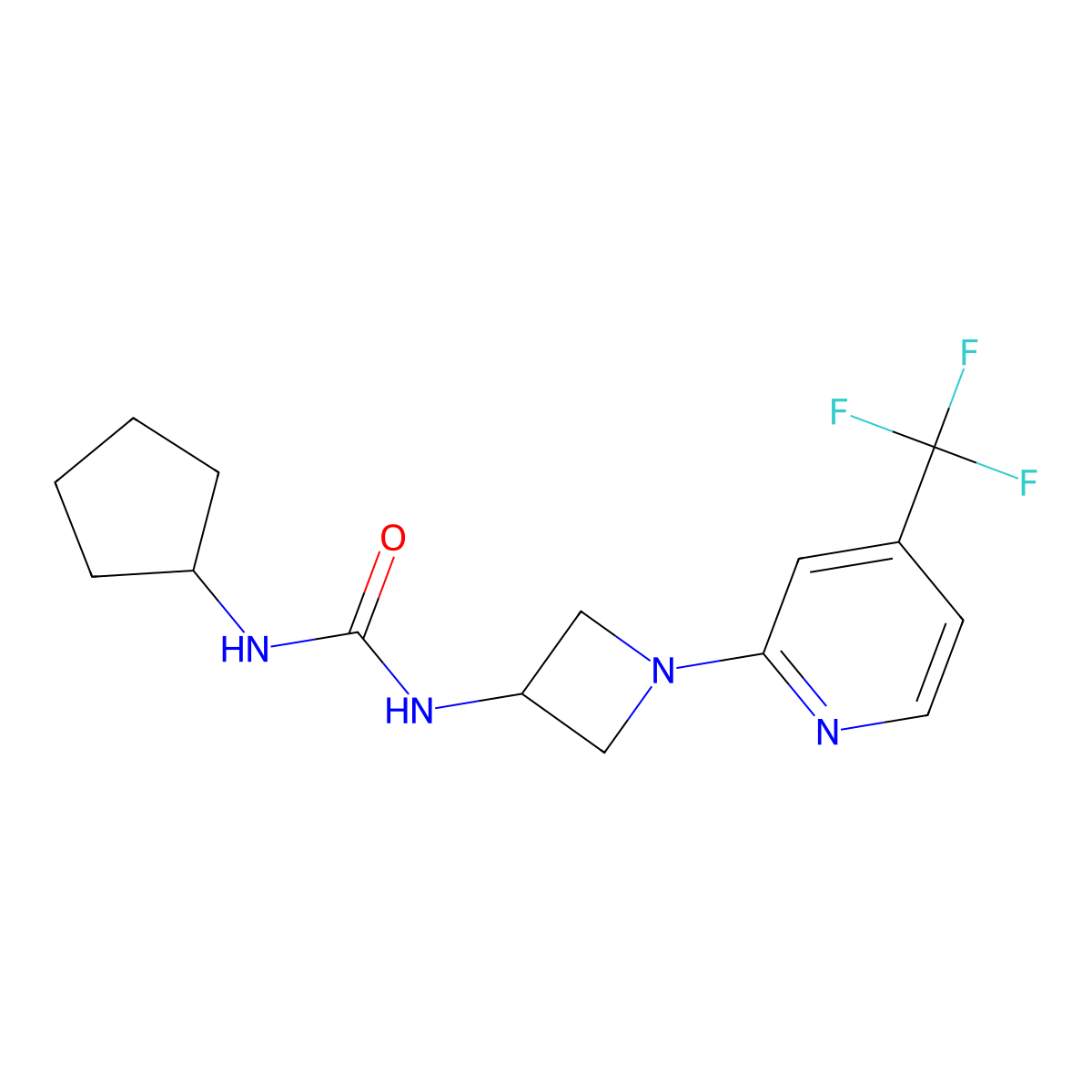 1-Cyclopentyl-3-{1-[4-(trifluoromethyl)pyridin-2-yl]azetidin-3-yl}urea molecular structure, CAS 2415511-76-9