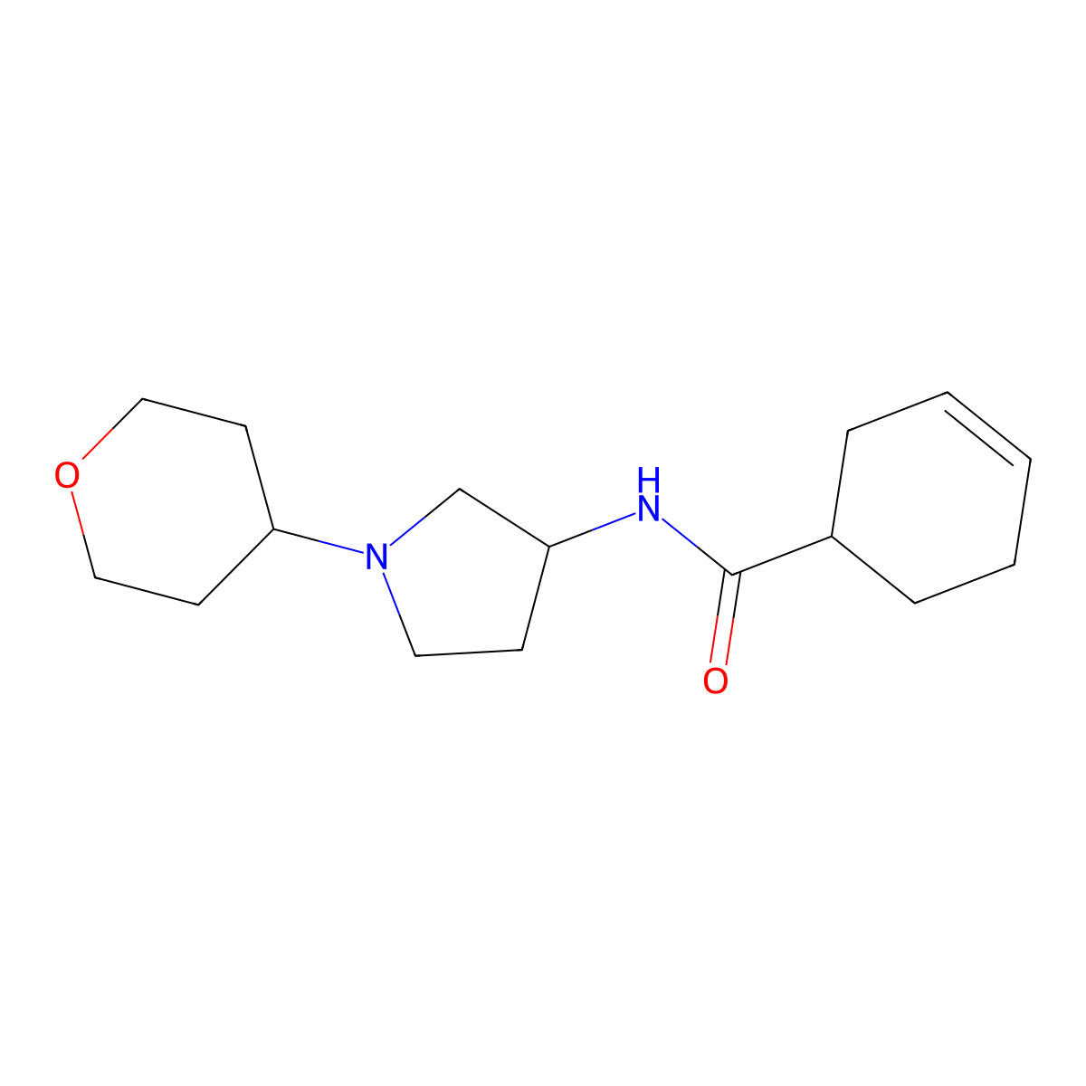 N-[1-(Oxan-4-yl)pyrrolidin-3-yl]cyclohex-3-ene-1-carboxamide molecular structure, CAS 2415511-82-7