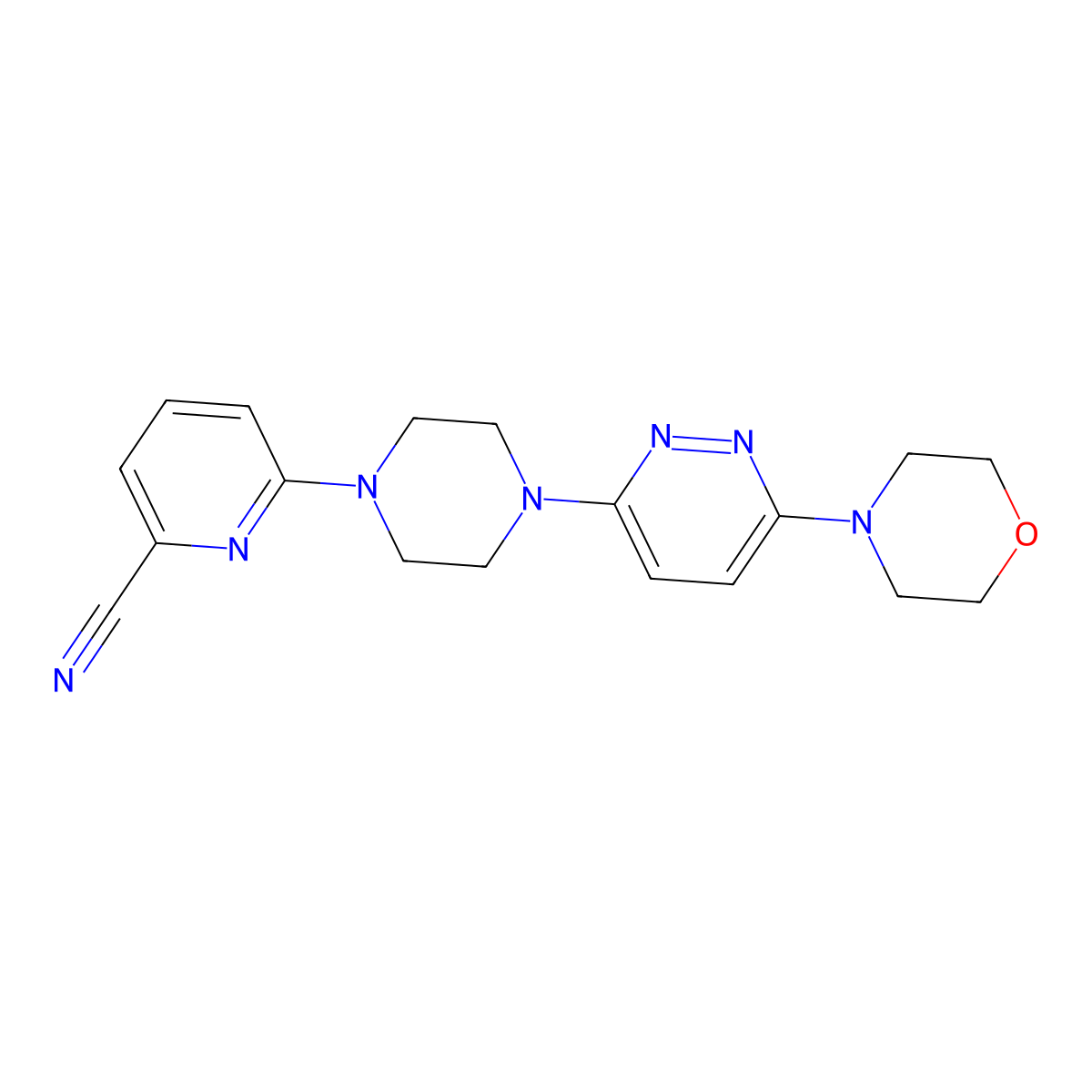6-{4-[6-(Morpholin-4-yl)pyridazin-3-yl]piperazin-1-yl}pyridine-2-carbonitrile molecular structure, CAS 2415511-85-0