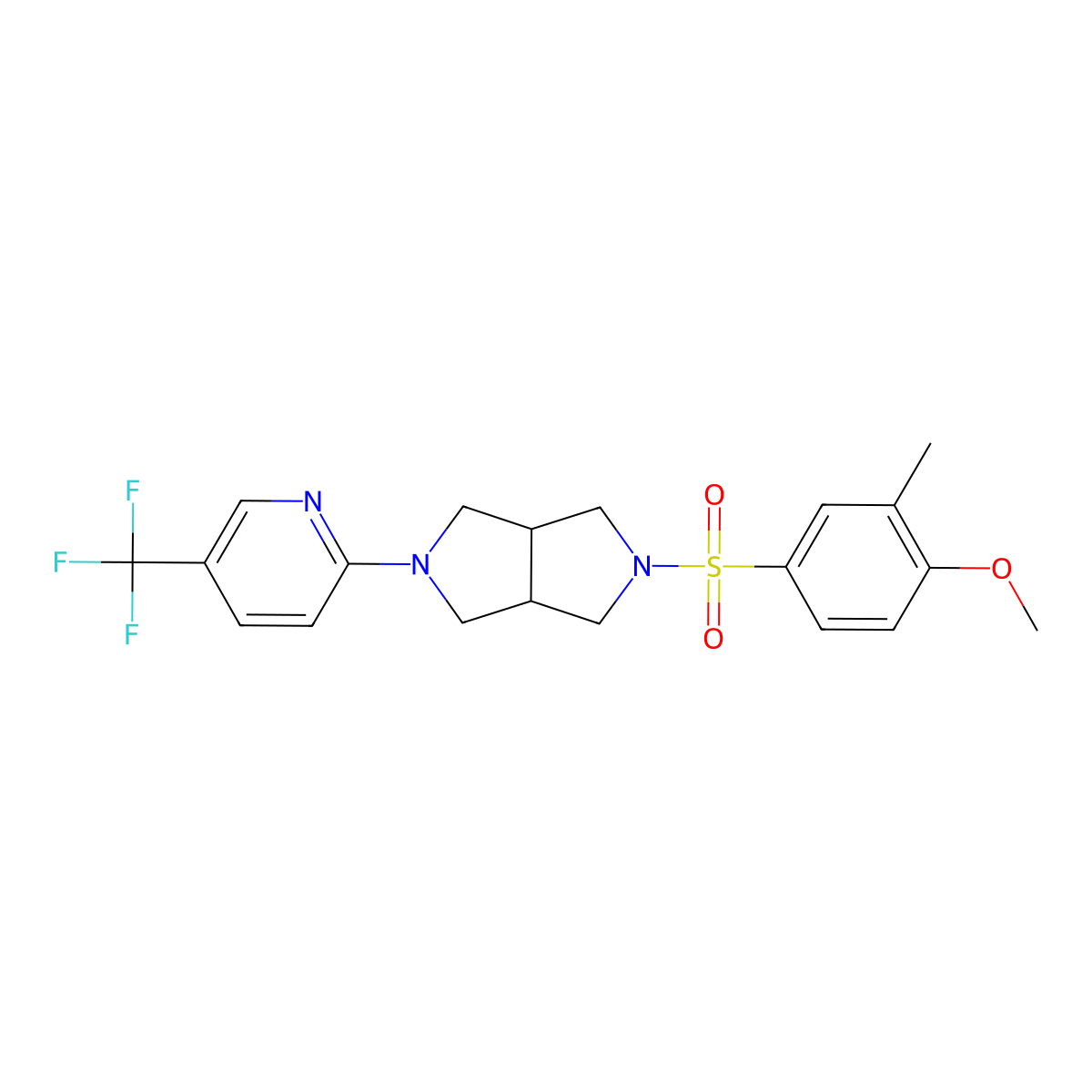 2-[5-(4-Methoxy-3-methylbenzenesulfonyl)-octahydropyrrolo[3,4-c]pyrrol-2-yl]-5-(trifluoromethyl)pyridine molecular structure, CAS 2415511-86-1