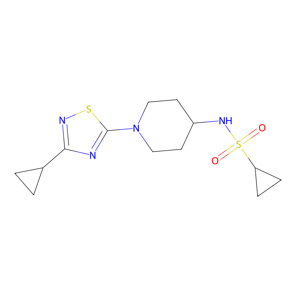 N-[1-(3-cyclopropyl-1,2,4-thiadiazol-5-yl)piperidin-4-yl]cyclopropanesulfonamide molecular structure, CAS 2415511-98-5